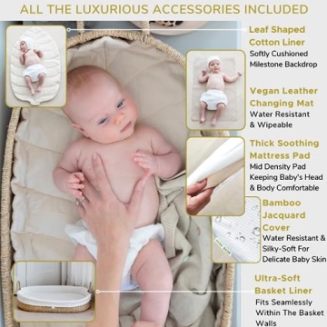 BEBE BASK Premium Nursery Bundle - Matching Baby Changing Basket & Baby Diaper Caddy Organizer - Handmade & Organic