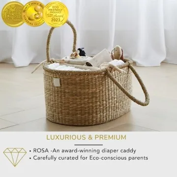 BEBE BASK Premium Nursery Bundle - Matching Baby Changing Basket & Baby Diaper Caddy Organizer - Handmade & Organic