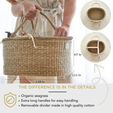 BEBE BASK Premium Nursery Bundle - Matching Baby Changing Basket & Baby Diaper Caddy Organizer - Handmade & Organic