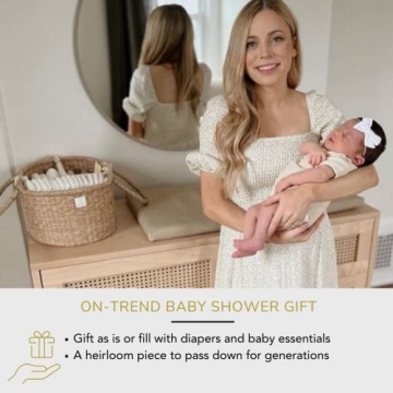 BEBE BASK Premium Nursery Bundle - Matching Baby Changing Basket & Baby Diaper Caddy Organizer - Handmade & Organic