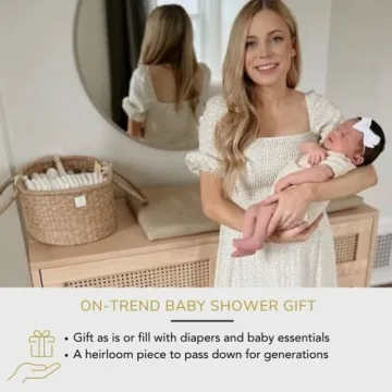 BEBE BASK Premium Nursery Bundle - Matching Baby Changing Basket & Baby Diaper Caddy Organizer - Handmade & Organic