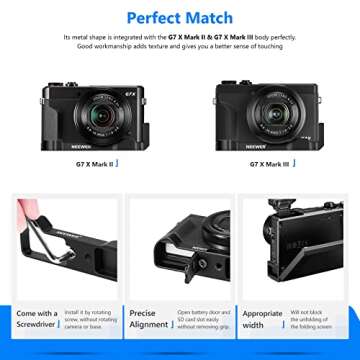 Neewer Metal Bracket Compatible with Canon G7X Mark II & Mark III, Camera Extension Base Plate with 1/4" Tripod Mount, Microphone Stand LED Light Vlogging Accessories