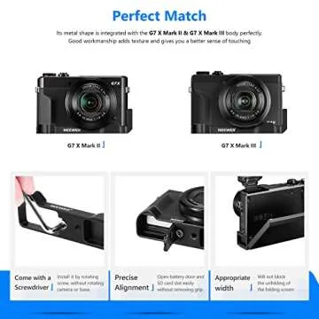 Neewer Metal Bracket Compatible with Canon G7X Mark II & Mark III, Camera Extension Base Plate with 1/4" Tripod Mount, Microphone Stand LED Light Vlogging Accessories