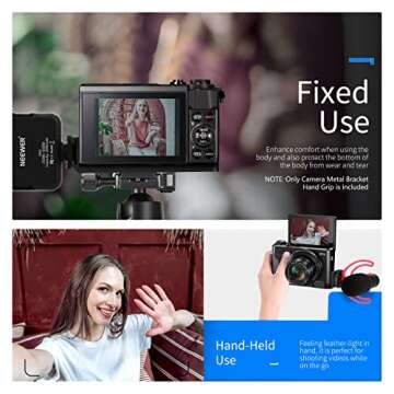 Neewer Metal Bracket Compatible with Canon G7X Mark II & Mark III, Camera Extension Base Plate with 1/4" Tripod Mount, Microphone Stand LED Light Vlogging Accessories