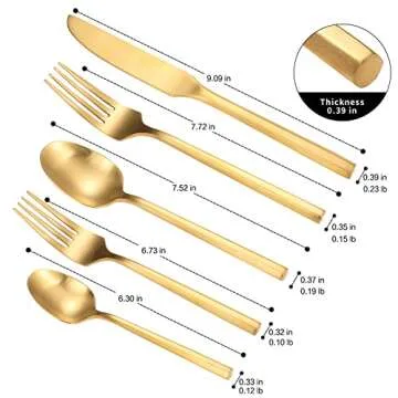 Zerophilo Matte Silverware Set Gold Flatware Set with Hexagon Handle 20 Pieces 18/0 Stainless Steel Cutlery Set Wedding Housewarming Gift Service for 4 (Matt gold)