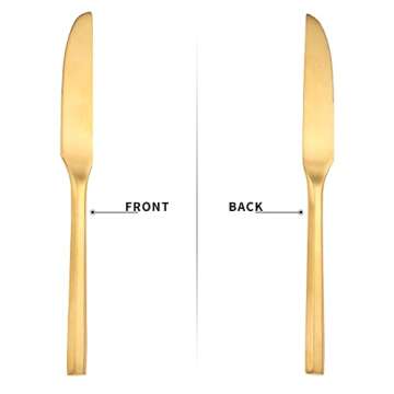 Zerophilo Matte Silverware Set Gold Flatware Set with Hexagon Handle 20 Pieces 18/0 Stainless Steel Cutlery Set Wedding Housewarming Gift Service for 4 (Matt gold)