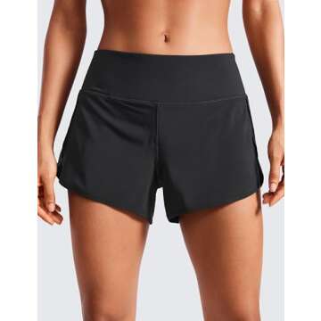 CRZ YOGA Mid Waisted Running Shorts for Women Soft for Gym Athletic Workout with Zipper Pocket Liner...