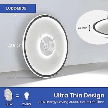 LUDOMIDE 20" Low Profile Ceiling Fan with Lights