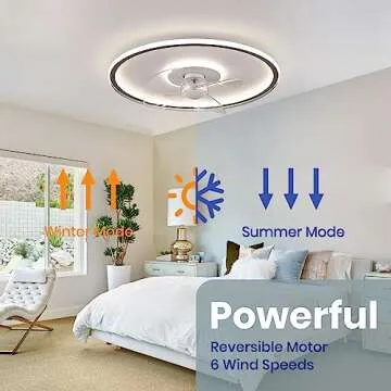 LUDOMIDE 20" Low Profile Ceiling Fan with Lights