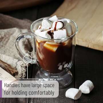 BTaT- Coffee Mug Set of 4 (12oz, 350ml) Double Wall Glass Coffee Cups, Tea Cups, Beer Glasses, Clear Mugs, Glass Cups