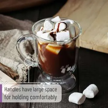 BTaT- Coffee Mug Set of 4 (12oz, 350ml) Double Wall Glass Coffee Cups, Tea Cups, Beer Glasses, Clear Mugs, Glass Cups