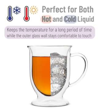 BTaT- Coffee Mug Set of 4 (12oz, 350ml) Double Wall Glass Coffee Cups, Tea Cups, Beer Glasses, Clear Mugs, Glass Cups