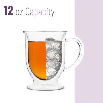 BTaT- Coffee Mug Set of 4 (12oz, 350ml) Double Wall Glass Coffee Cups, Tea Cups, Beer Glasses, Clear Mugs, Glass Cups