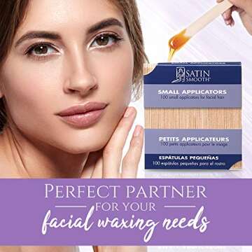 Satin Smooth Small Applicators for Eyebrow, Upper Lip, Chin & Bikini Waxing - 200 Count