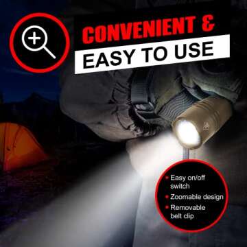 GearLight TAC LED Flashlight Pack - 2 Super Bright, Compact Tactical Flashlights with High Lumens for Outdoor Activity & Emergency Use - Gifts for Men & Women - Desert Tan