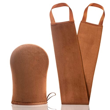 STEUGO Self Tanning Mitt Applicator Kit, Sunless Tanner Mitt with Tanning Back Lotion Applicators fo...
