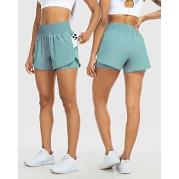 YEZII Womens High Waist Running Shorts Athletic Workout Quick Dry Shorts for Women with Pockets Gym ...