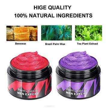 6 Colors Temporary Hair Dye Wax - Hair Wax Color Silver Grey Red Purple Blue Pink Gold Temporary Hair Dye Instant Natural Matte Hairstyle Cream coloring for Men Women Kids Party Cosplay Date Halloween