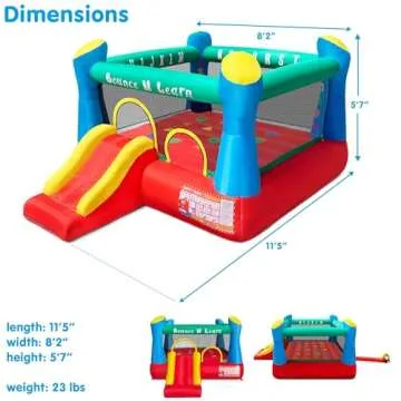Funormous Educational Inflatable Bouncy House for Kids Outdoor Jump 'n Slide Bounce House with Blowe...