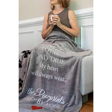 Pawprints Left by You Pet Memorial Blanket with Heartfelt Sentiment - Comforting Pet Loss/Pet Bereav...
