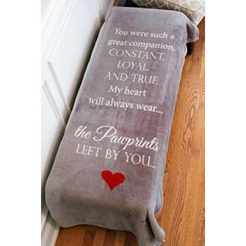Pawprints Left by You Pet Memorial Blanket with Heartfelt Sentiment - Comforting Pet Loss/Pet Bereavement Gift