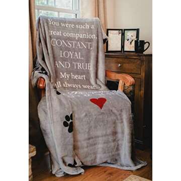Pawprints Left by You Pet Memorial Blanket with Heartfelt Sentiment - Comforting Pet Loss/Pet Bereavement Gift