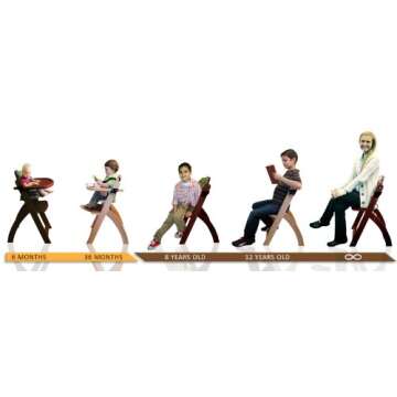 Abiie Beyond Junior Wooden High Chair with Tray - Convertible Baby Highchair - Adjustable High Chair for Babies/Toddlers/6 Months up to 250 Lbs - Stain & Water Resistant Mahogany Wood/Cream Cushion