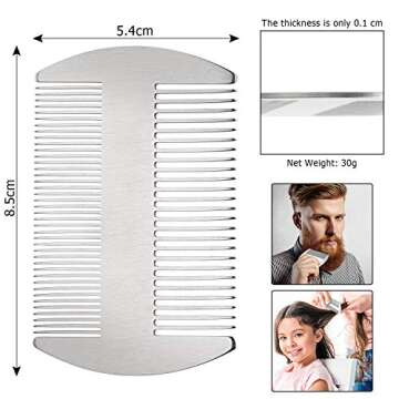 Boao 2 Pieces Metal Hair Combs for Women Men Beard Combs Metal Mustache Comb Lice Comb Wallet Fine C...