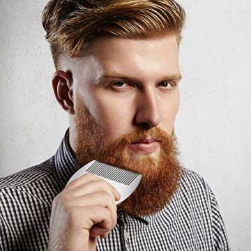 Boao 2 Pieces Metal Hair Combs for Women Men Beard Combs Metal Mustache Comb Lice Comb Wallet Fine Cutting Comb Teasing Barber Comb Stainless Steel Hair Styling Cutting Comb(Silver)