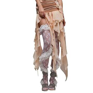 SOLILOQUY Women Lace Thigh High Socks Y2k Kawaii Knee High Lace Floral Socks Ruffled Long Stockings ...