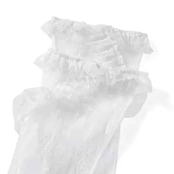 SOLILOQUY Women Lace Thigh High Socks Y2k Kawaii Knee High Lace Floral Socks Ruffled Long Stockings Fairy Grunge Streetwear (White, One Size)