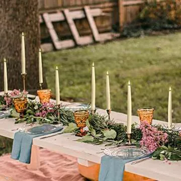 LampLust Flameless Taper Candles, Ivory Wax, 4 Pack, 7 Inch