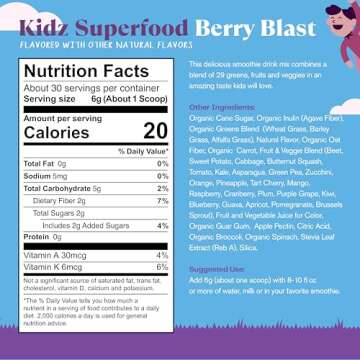 Amazing Grass Kidz Superfood: Organic Greens, Fruits, Veggies, Beet Root Powder & Probiotics for Hea...