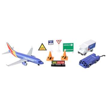 Daron Southwest Airlines Airport Playset with Die-Cast Metal Model Airplane with Plastic Parts, Cars...