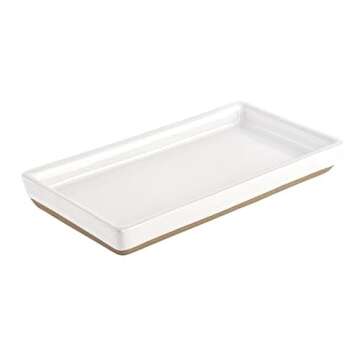 Sweet Water Decor Stoneware Tray for Home - White | Kitchen and Bathroom Dispenser Holder | Jewelry ...