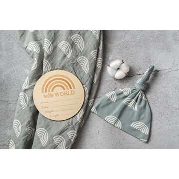 Miaoberry 100% Organic Cotton Muslin Blanket| Sage Green Rainbow Baby Swaddle Set| Newborn Boy Girl ...