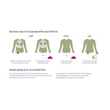 Freemie Collection Cups The Only Hands Free and Concealable Breast Pump Milk Collection System, Clear, 25/28 mm Funnels