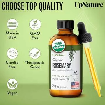 UpNature Organic Rosemary Essential Oil, 100% Pure, 2oz - USDA Certified, Nourishing Hair Growth, Strengthening Scalp, Skin & Nails