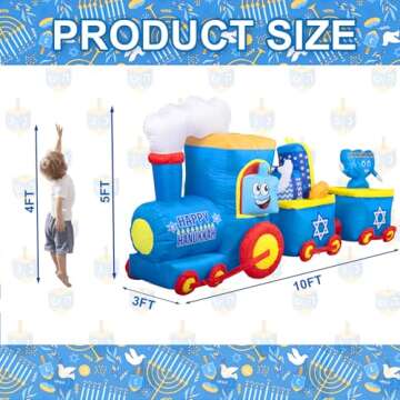 Nervure 10FT Hanukkah Train and Menorah Inflatables - Hanukkah Inflatable Yard Decoration - Hanukkah...