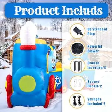 Nervure 10FT Hanukkah Train and Menorah Inflatables - Hanukkah Inflatable Yard Decoration - Hanukkah Blow up Inflatable with LED Lights for Home Garden Lawn Yard Outdoor Decor