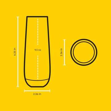 JoyJolt HUE Stemless Champagne Flutes Set of 6 Colored Glasses. 9.4oz Champagne Glasses. Prosecco Wi...