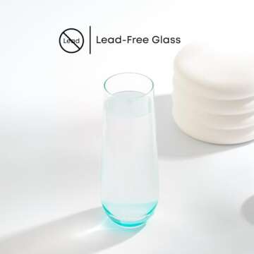 JoyJolt HUE Stemless Champagne Flutes Set of 6