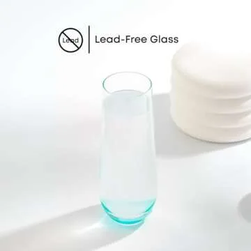 JoyJolt HUE Stemless Champagne Flutes Set of 6