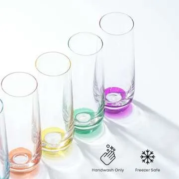 JoyJolt HUE Stemless Champagne Flutes Set of 6