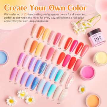AZUREBEAUTY 31Pcs Dip Powder Nail Kit Starter, 20 Colors Pastel Spring Summer Pink Acrylic Dipping P...