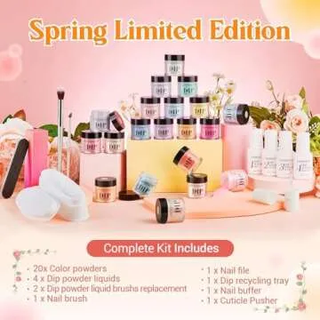 AZUREBEAUTY 31Pcs Dip Powder Nail Kit Starter, 20 Colors Pastel Spring Summer Pink Acrylic Dipping Powder Set with Top/Base Coat Activator & Recycling Tray for Macaron French Manicure Salon