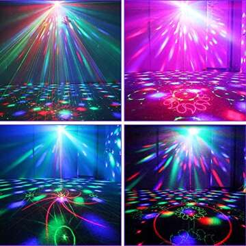 Party Lights,Rotating Disco Ball Dj Lights LED Stage Light Projector Strobe Lights Sound Activated with Remote Control for Parties Xmas Club Bar Karaoke Holiday Dance Christmas Birthday Wedding
