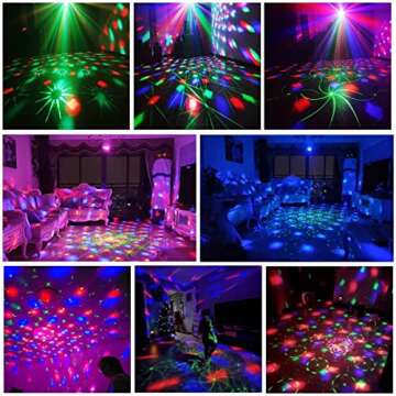 Party Lights,Rotating Disco Ball Dj Lights LED Stage Light Projector Strobe Lights Sound Activated with Remote Control for Parties Xmas Club Bar Karaoke Holiday Dance Christmas Birthday Wedding