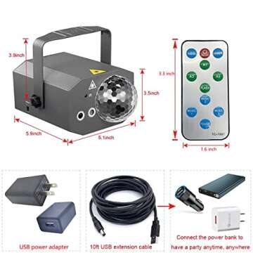 Party Lights,Rotating Disco Ball Dj Lights LED Stage Light Projector Strobe Lights Sound Activated with Remote Control for Parties Xmas Club Bar Karaoke Holiday Dance Christmas Birthday Wedding