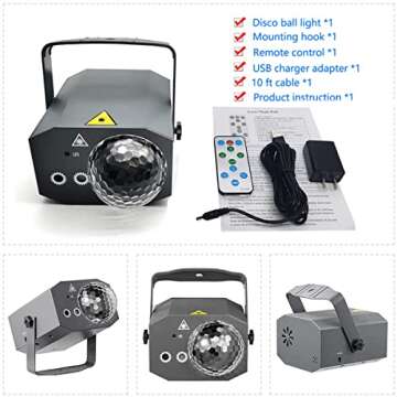 Party Lights,Rotating Disco Ball Dj Lights LED Stage Light Projector Strobe Lights Sound Activated with Remote Control for Parties Xmas Club Bar Karaoke Holiday Dance Christmas Birthday Wedding